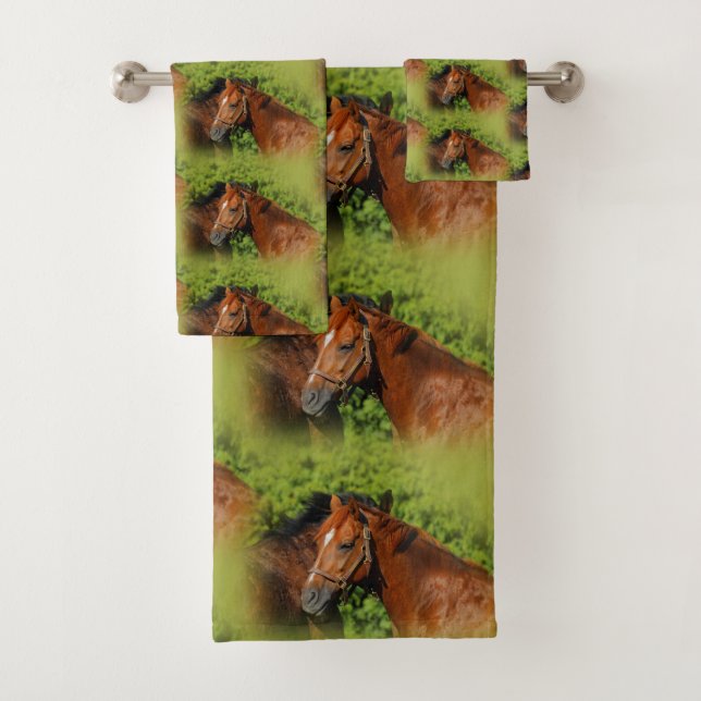 Two Beautiful Chestnut Horses in the Sun Bath Towel Set (Insitu)