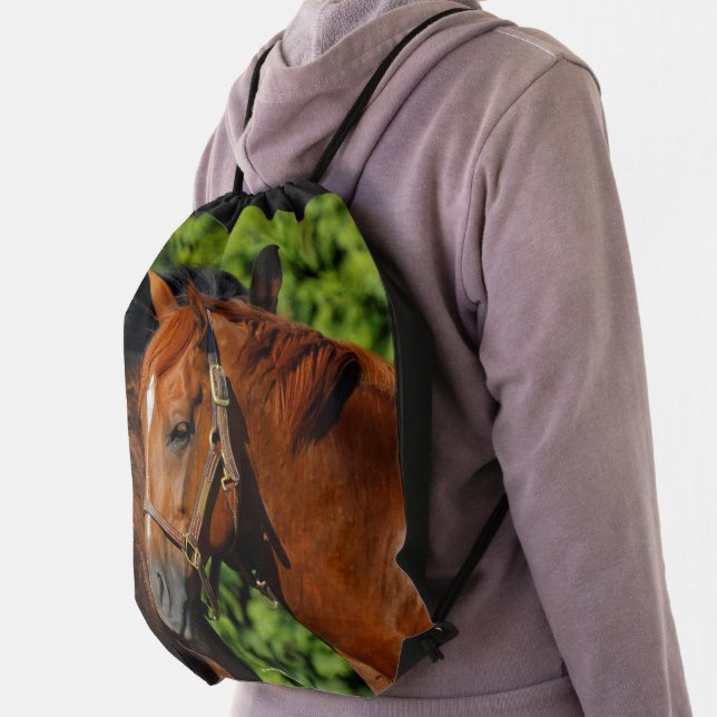 Two Beautiful Chestnut Horses in the Sun Drawstring Bag (Insitu)