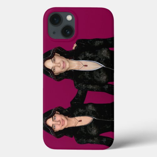 Two beautiful hacker women wearing hoodies iPhone 13 case