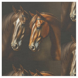 Two Beautiful Horses Cuddling Fabric