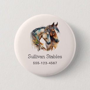 Two Beautiful Horses Western Boho Business Button