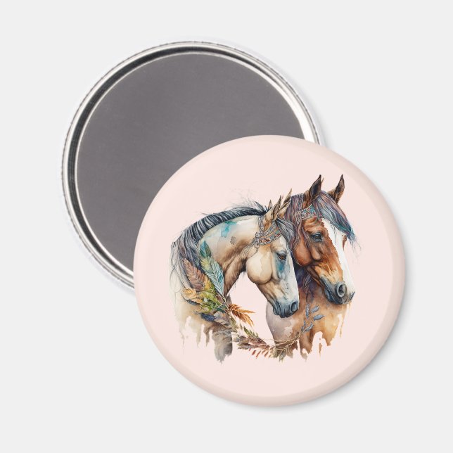Two Beautiful Horses Western Boho Magnet (Front/Back)