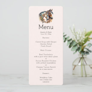 Two Beautiful Horses Western Boho Menu Invitation