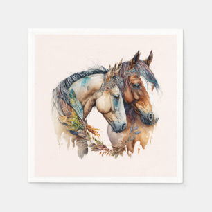 Two Beautiful Horses Western Boho Napkins