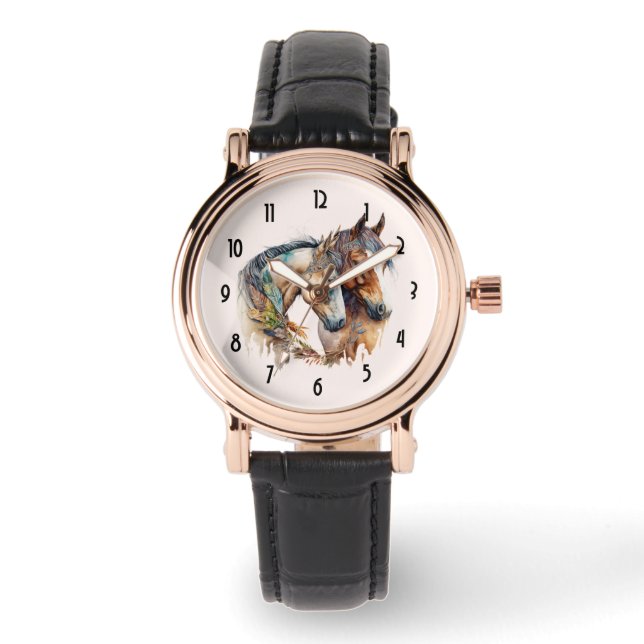 Two Beautiful Horses Western Boho Watch (Front)