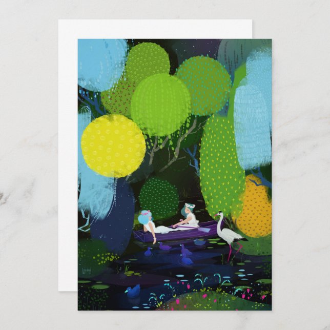 Two Beautiful Ladies in a Boat Invitation (Front/Back)