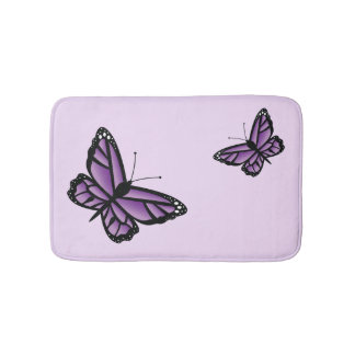 Two Beautiful Purple Butterflies Bath Mat