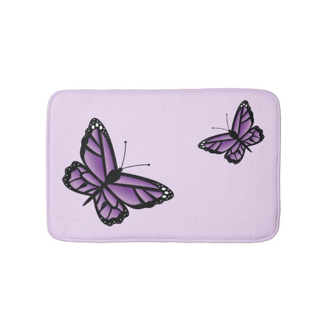 Two Beautiful Purple Butterflies Bath Mat (Front)