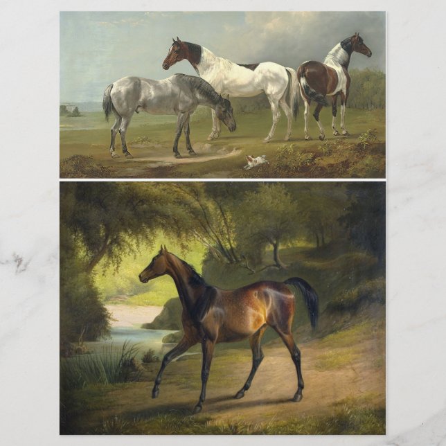 Two Beautiful Victorian-era Paintings of Horses (Front)