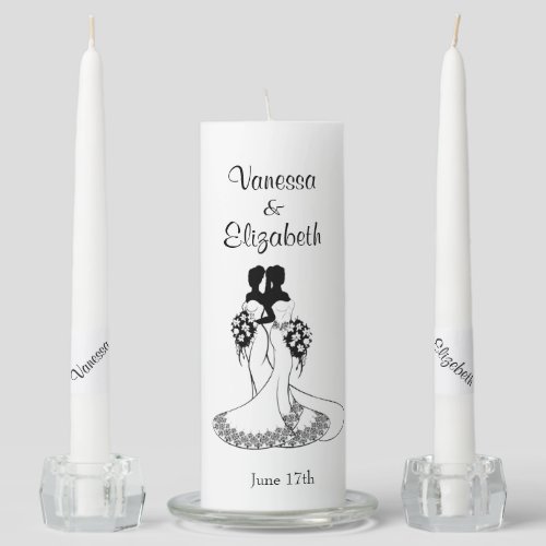 Two Become One Brides Personalized Unity Candle Set