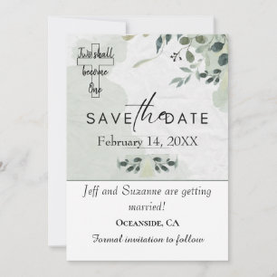 Two Become One Floral Christian Wedding Save The Date