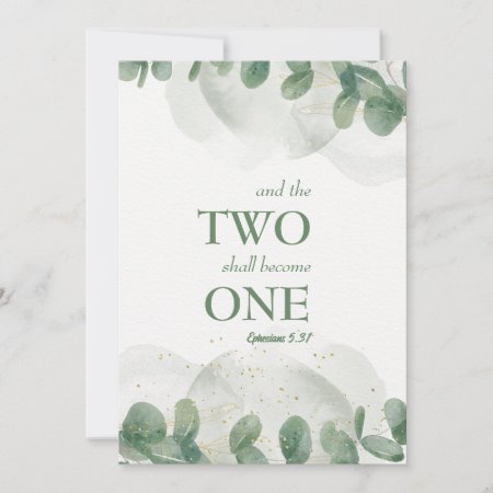 Two Become One Greenery Wedding Invitation