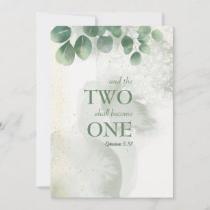 Two Become One Greenery Wedding Invitation