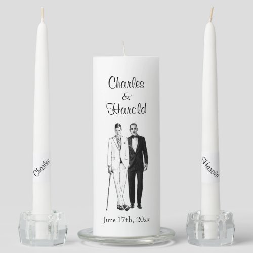 Two Become One Grooms Personalized Unity Candle Set