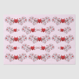 Two Become One Scrolled Hearts Pink Tissue Paper