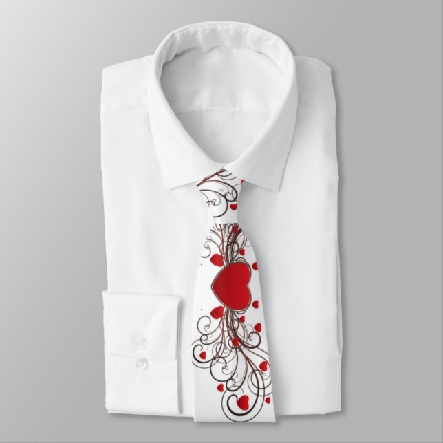 Two Become One Scrolled Hearts plain Neck Tie (Tied)