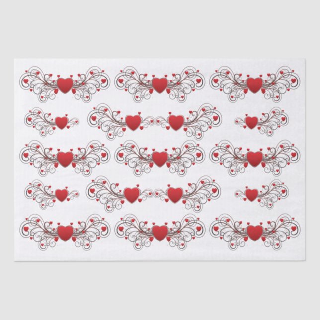 Two Become One Scrolled Hearts plain Tissue Paper (Front)