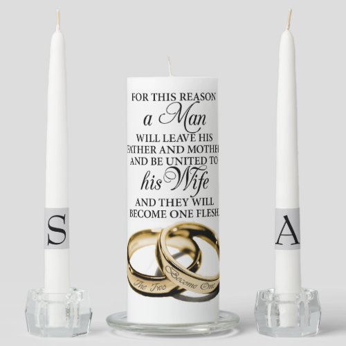 Two Become One WEDDING UNITY CANDLE SET