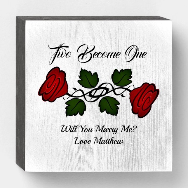 Two Become One Wooden Box Sign (Front Horizontal)