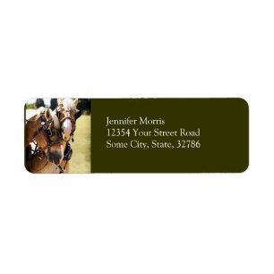 Two Belgian Draft Horses Label