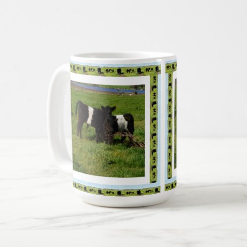 Two Belted Galloway Calves Framed Coffee Mug