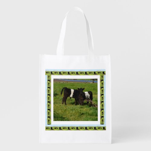 Two Belted Galloway Calves Grocery Bag