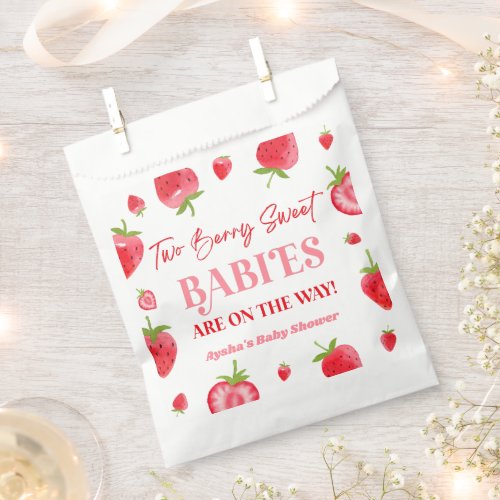 Two Berry Sweet Babies Strawberry Twin Baby Shower Favor Bag