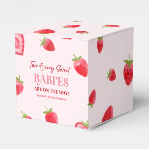Two Berry Sweet Babies Strawberry Twin Baby Shower Favor Boxes