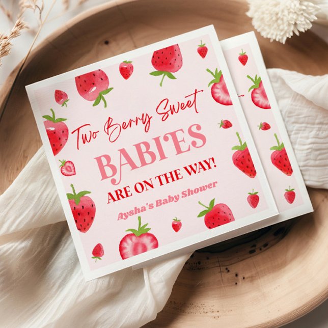 Two Berry Sweet Babies Strawberry Twin Baby Shower Napkins (Creator Uploaded)