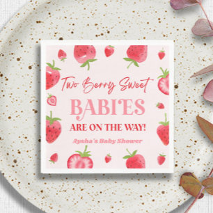 Two Berry Sweet Babies Strawberry Twin Baby Shower Napkins