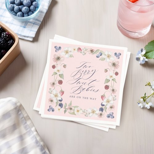 Two Berry Sweet Babies Wild Berry  Flowers Shower Napkins