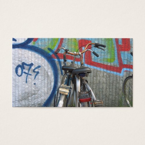 Two Bicycles and a Graffiti Wall Small Photo Card Business Card