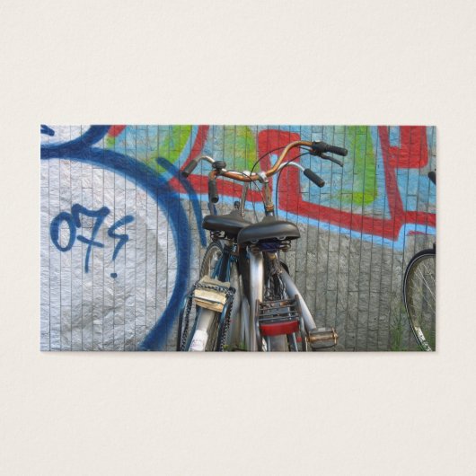 Two Bicycles and a Graffiti Wall Small Photo Card (Front)