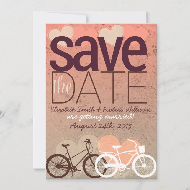 Two Bicycles Cute Love Save the Date (Front)