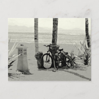 Two Bicyles on Sanur Beach in Bali Postcard