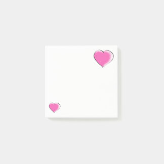 Two big pink hearts post-it notes