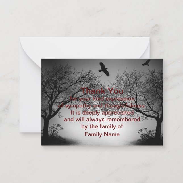 Two Bird Flying After Funeral Thank You Card (Front)