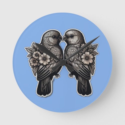 Two bird round clock