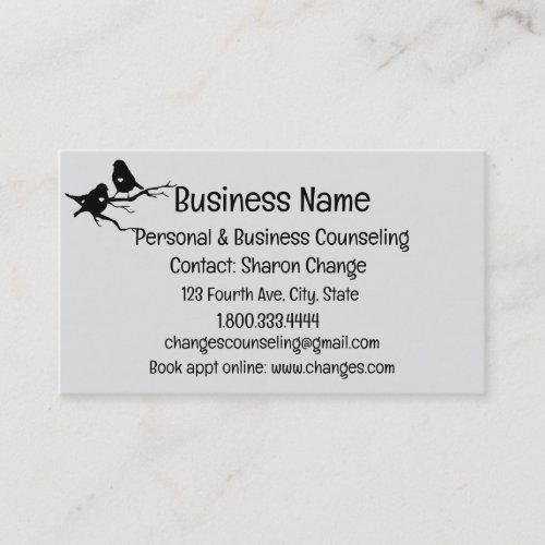 Two Bird Silhouette Personal Counseling Service Business Card