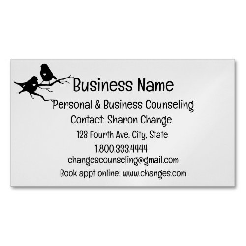 Two Bird Silhouette Personal Counseling Service Business Card Magnet