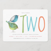 Two Birdie Second Birthday Party Invitation