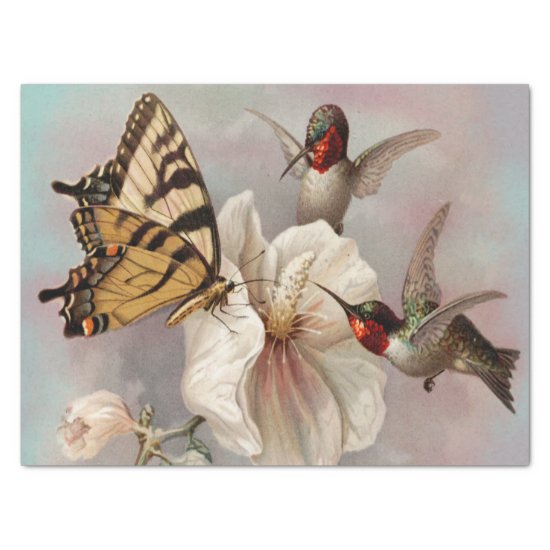 Two birds & Butterfly Shabby Chic Decoupage Tissue Paper