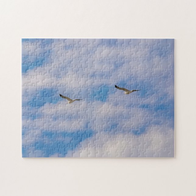 Two Birds Flying in Clouds Freedom Summer Puzzle (Horizontal)