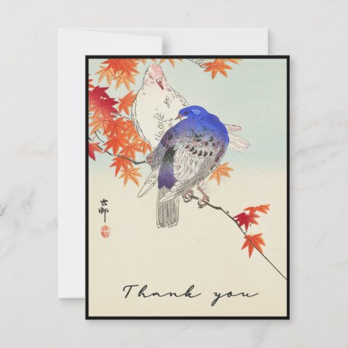 Two Birds on a Branch Japanese Vintage Art Thank You Card