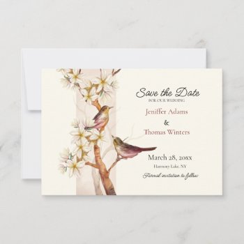 Two Birds Save The Date Card by CottonLamb at Zazzle