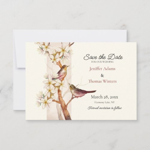 Two Birds Save The Date Card