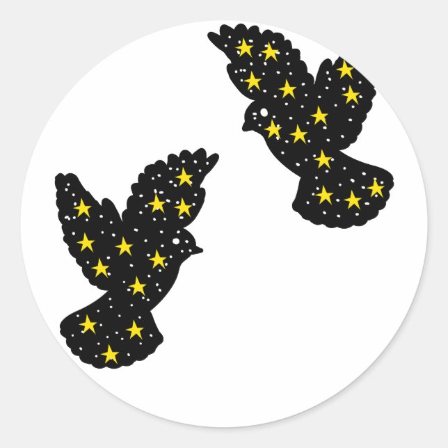 Two Birds Silhouette Classic Round Sticker (Front)