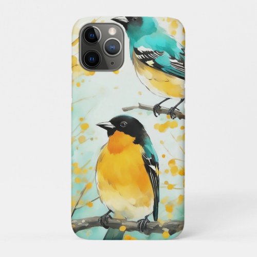Two Birds Sitting on Tree Branch iPhone 11 Pro Case