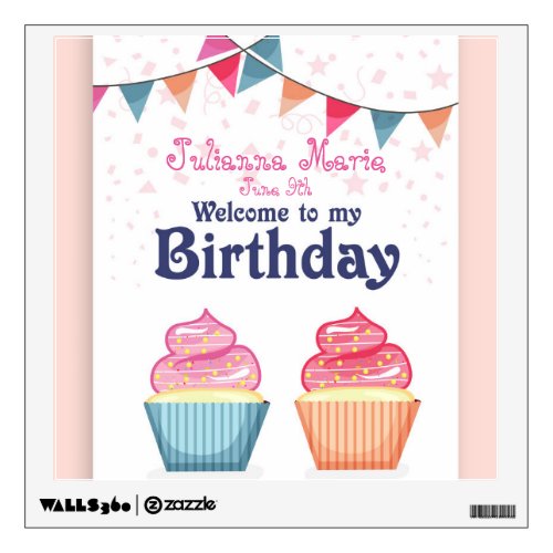 Two Birthday Cupcakes _ Wall Decal