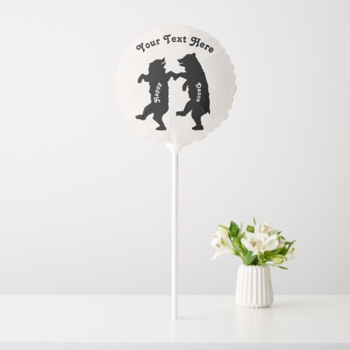 Two Black Bears in Silhouette Doing Happy Dance Balloon